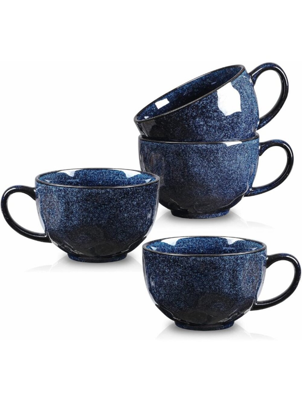 Oversized Jumbo Soup Mug Set - Large Ceramic Coffee & Cereal Bowls, 27 oz